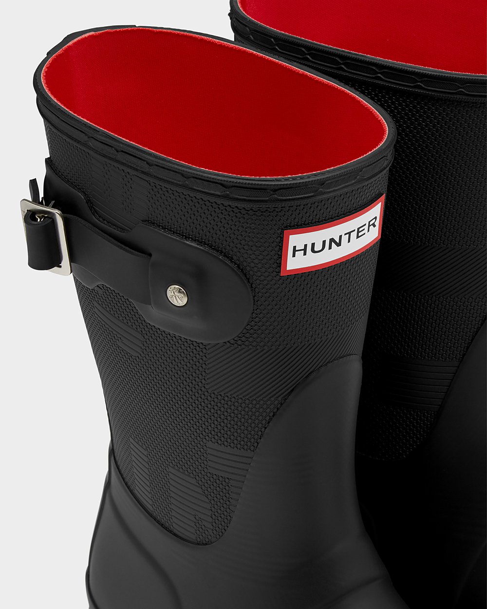 Womens Hunter Original Exploded Logo Texture - Short Rain Boots Black - 2903-UYCLT